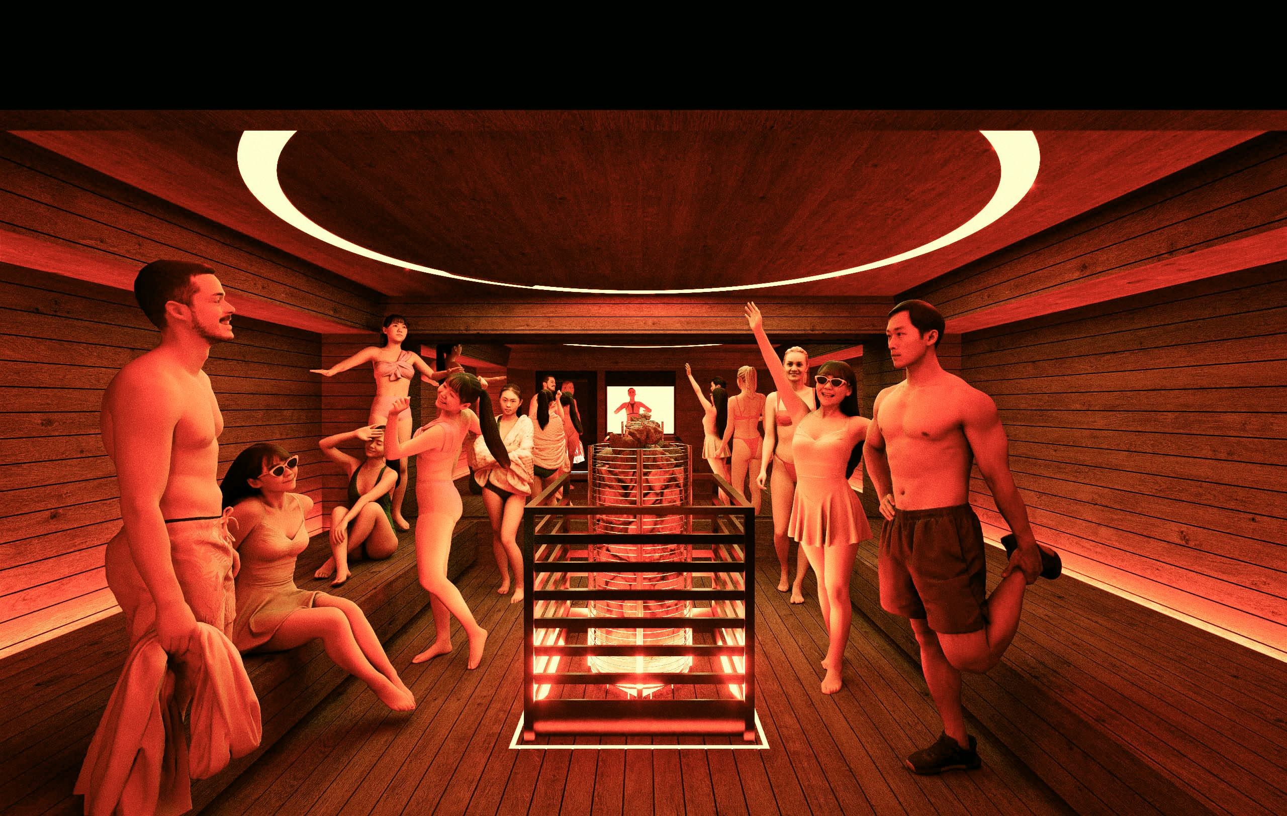 Red DJ sauna room